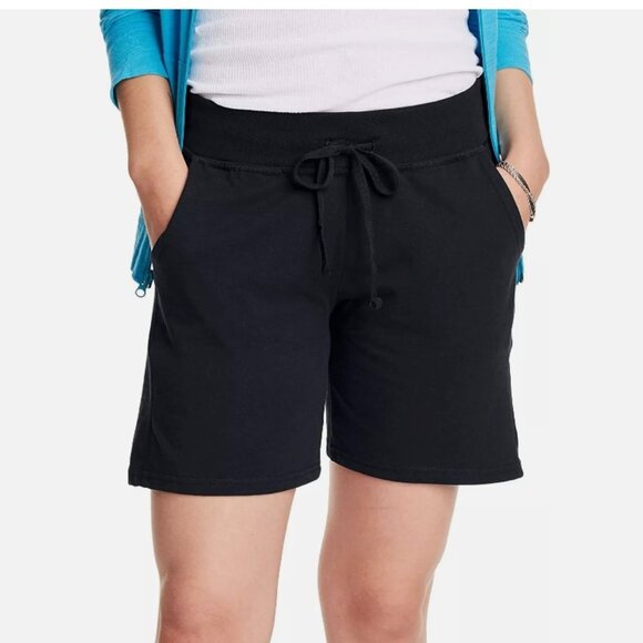 Hanes Women's Jersey Shorts With Pockets In Black, S - Picture 1 of 7